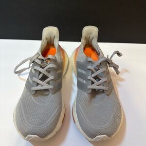 Size 8- Gray and Orange Adidas Sneakers
